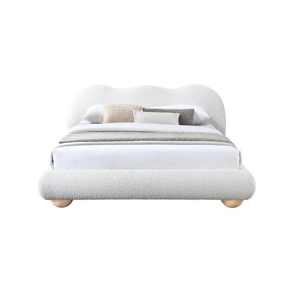 Hyde Cream Boucle Fabric Queen Bed