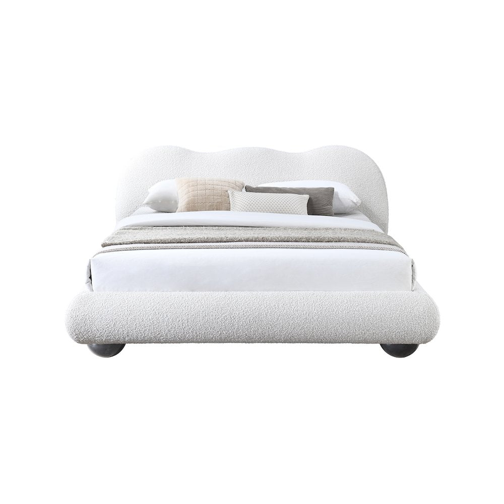 Hyde Cream Boucle Fabric Queen Bed
