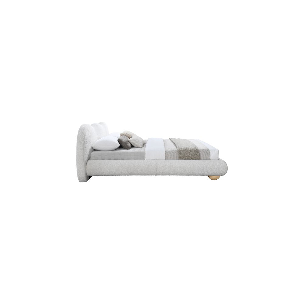 Hyde Cream Boucle Fabric Queen Bed