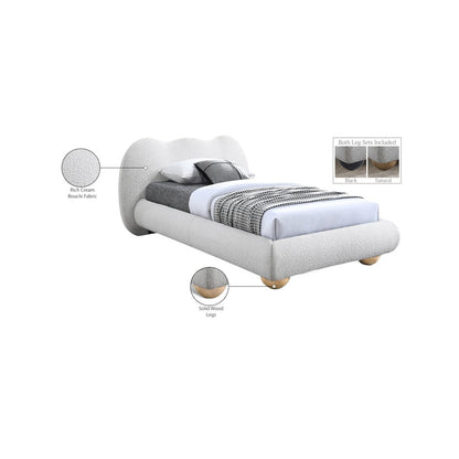 Hyde Cream Boucle Fabric Twin Bed
