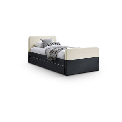 Ivy Black & Cream Velvet Twin Trundle/Storage Bed