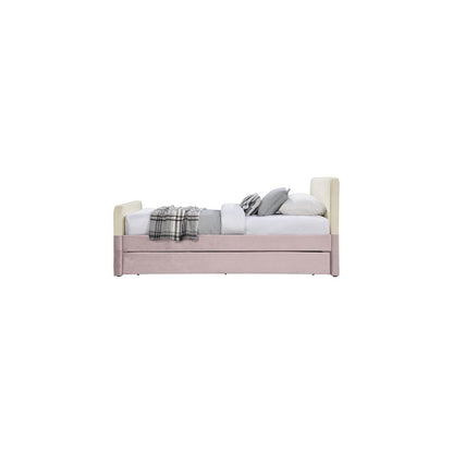 Ivy Pink & Cream Velvet Twin Trundle/Storage Bed