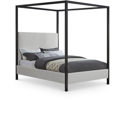 James Cream Linen Textured Fabric King Bed