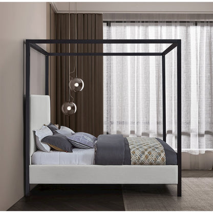 James Cream Linen Textured Fabric King Bed