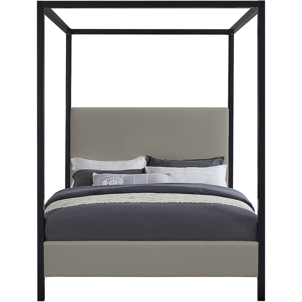James Grey Linen Textured Fabric Full Bed
