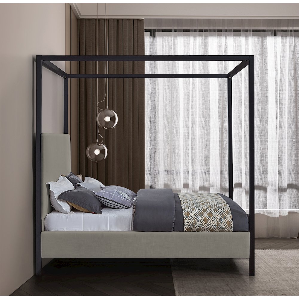 James Grey Linen Textured Fabric Full Bed