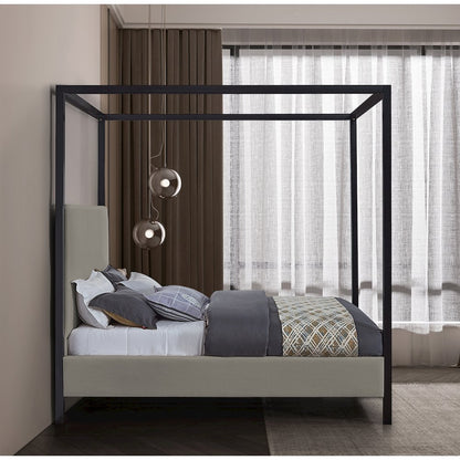 James Grey Linen Textured Fabric Full Bed