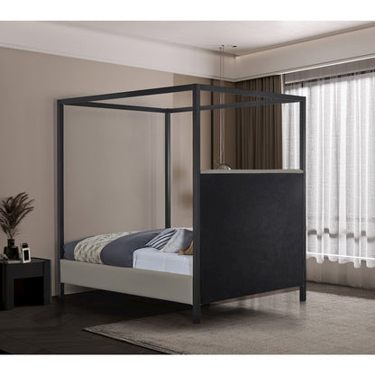 James Grey Linen Textured Fabric Full Bed