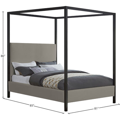 James Grey Linen Textured Fabric King Bed