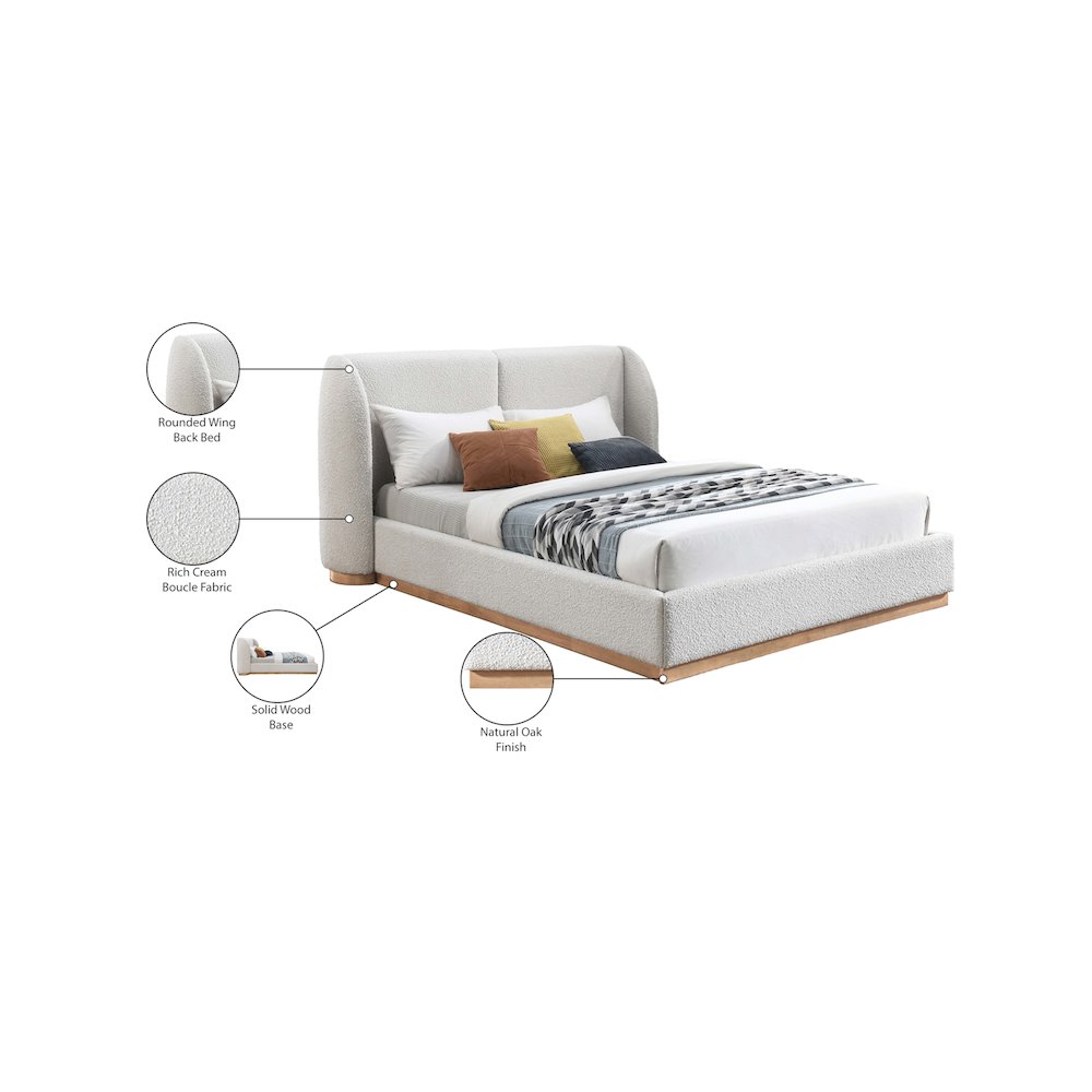 Jardin Cream Boucle Fabric Full Bed