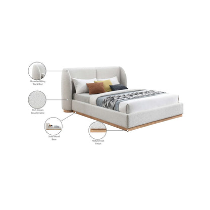 Jardin Cream Boucle Fabric Full Bed
