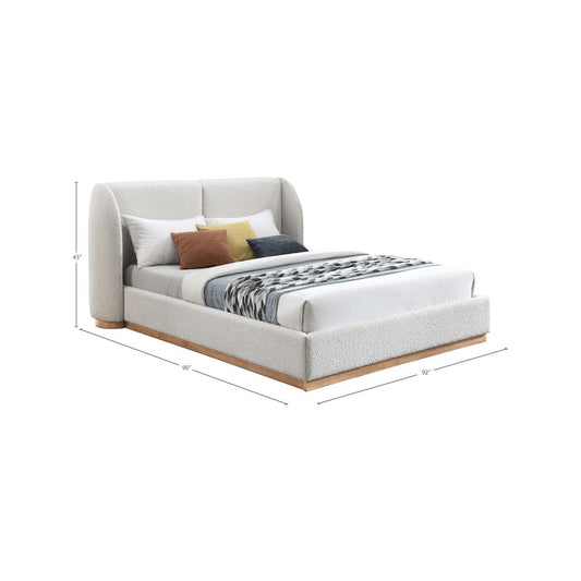 Jardin Cream Boucle Fabric King Bed