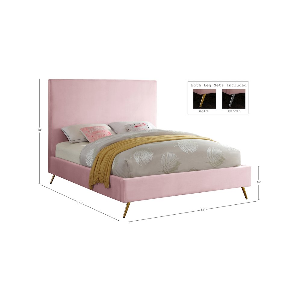 Jasmine Pink Velvet King Bed