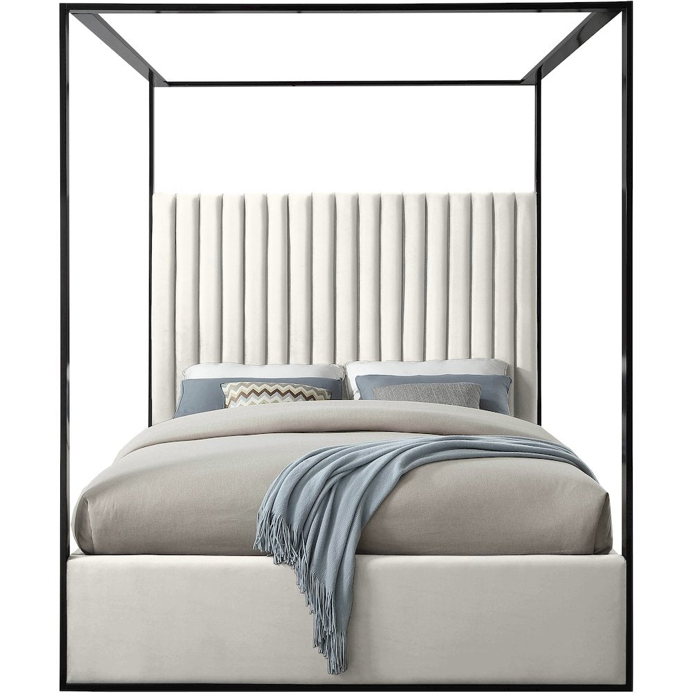 Jax Cream Velvet King Bed