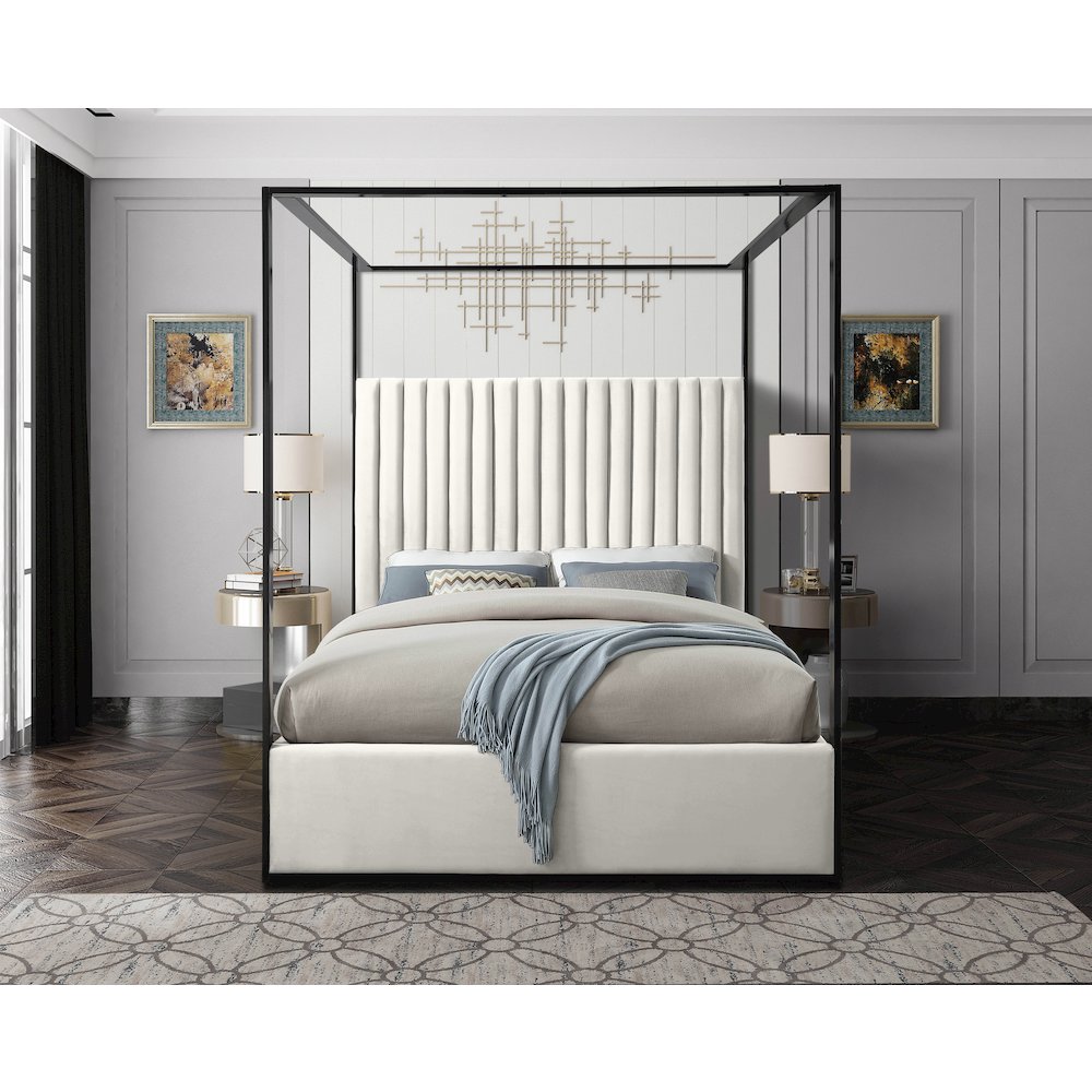 Jax Cream Velvet King Bed