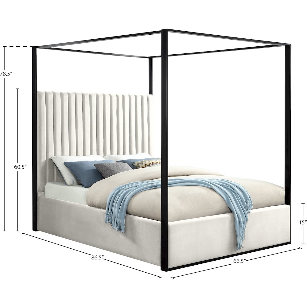 Jax Cream Velvet Queen Bed