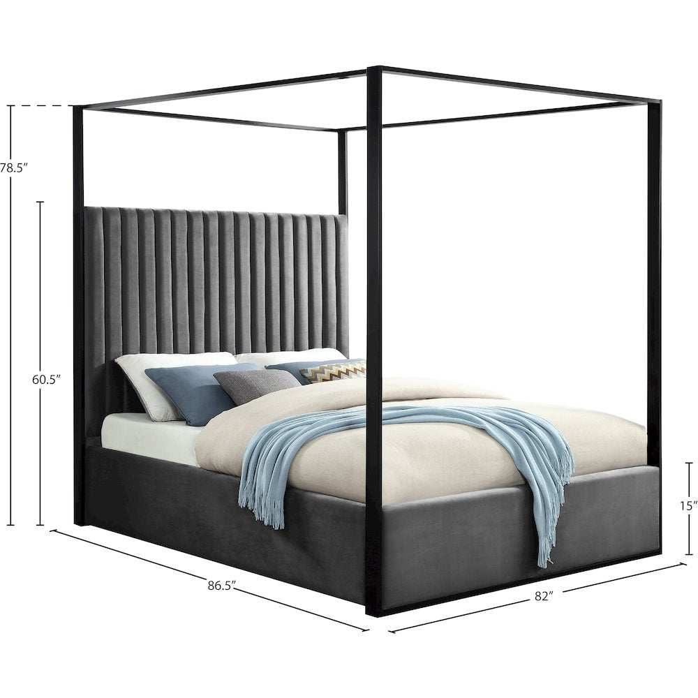 Jax Grey Velvet King Bed