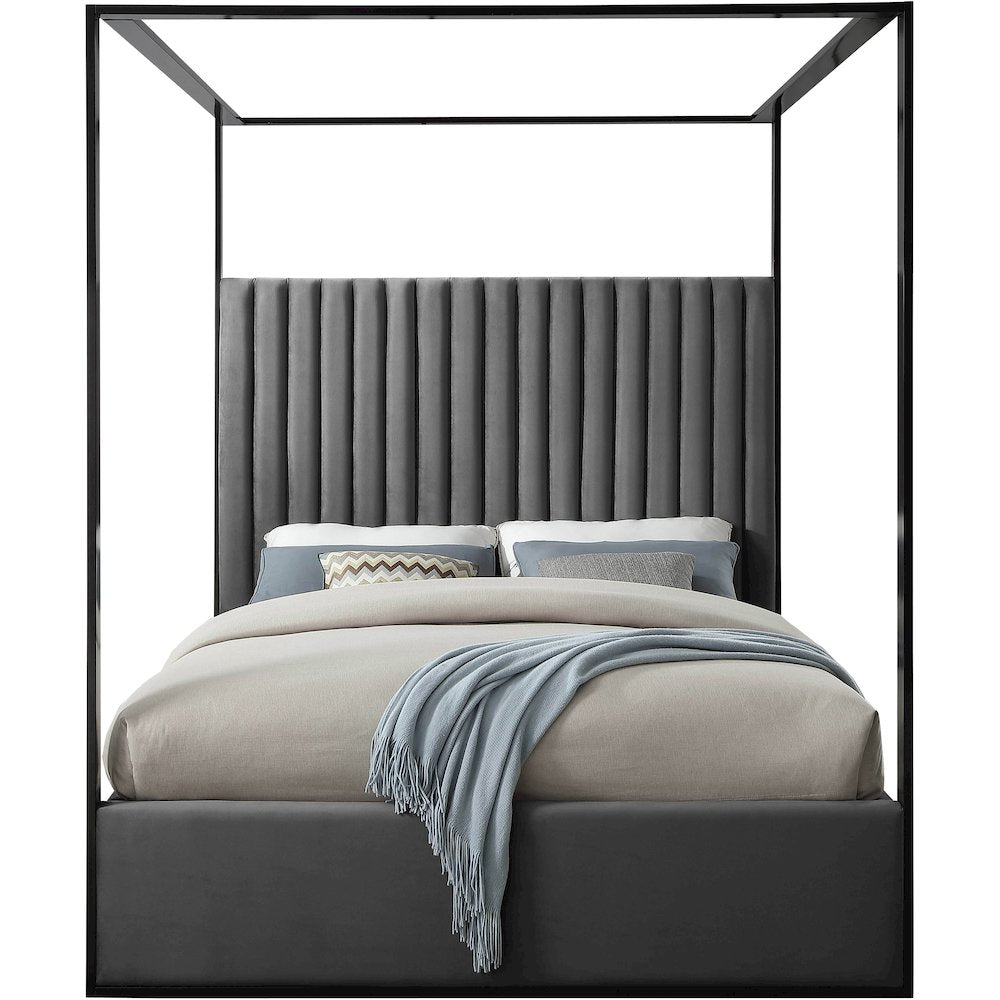 Jax Grey Velvet King Bed