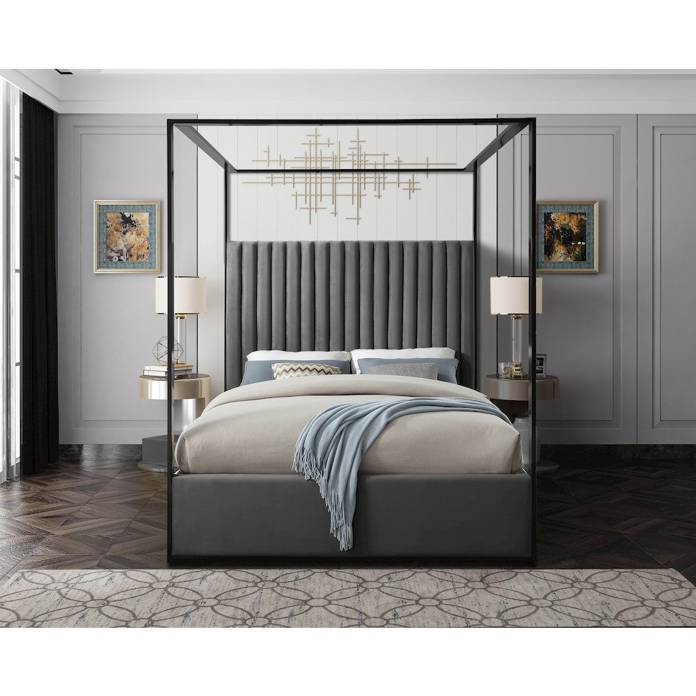 Jax Grey Velvet King Bed