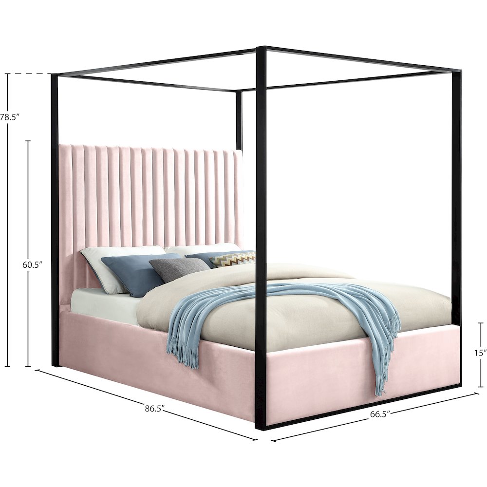 Jax Pink Velvet Queen Bed