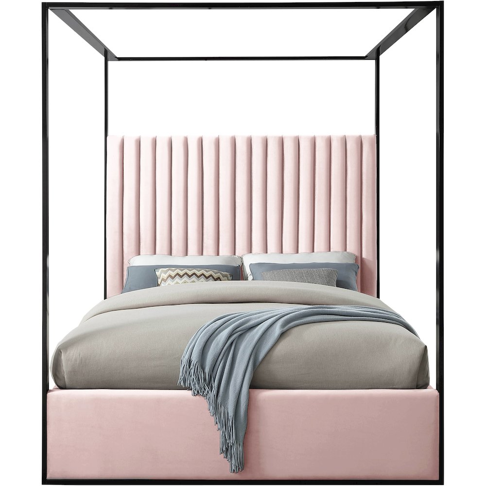 Jax Pink Velvet Queen Bed