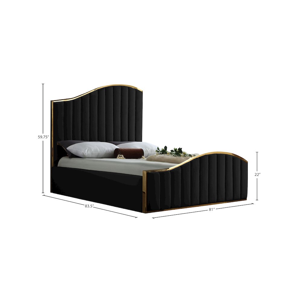 Jolie Black Velvet King Bed