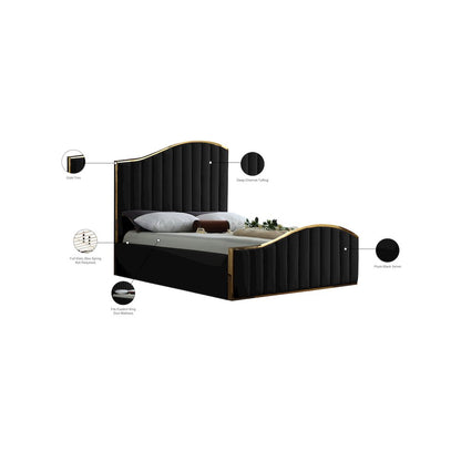 Jolie Black Velvet King Bed