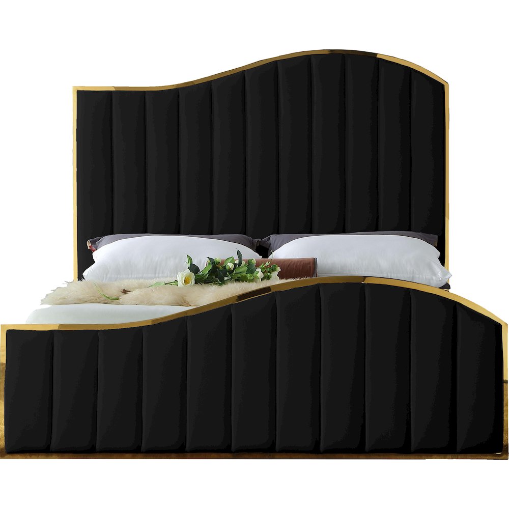 Jolie Black Velvet Queen Bed