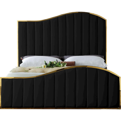 Jolie Black Velvet Queen Bed