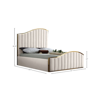 Jolie Cream Velvet King Bed