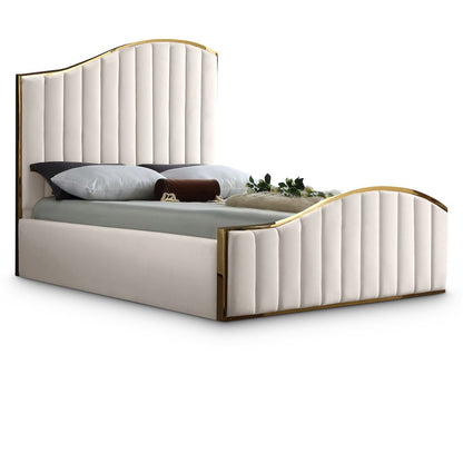 Jolie Cream Velvet King Bed