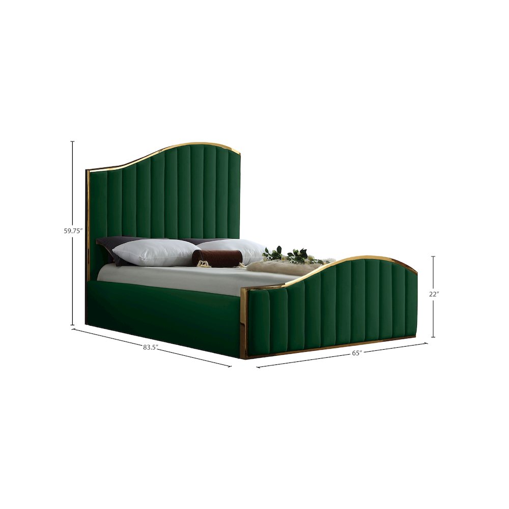 Jolie Green Velvet Queen Bed