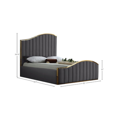 Jolie Grey Velvet Queen Bed