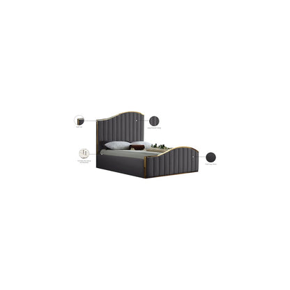 Jolie Grey Velvet Queen Bed