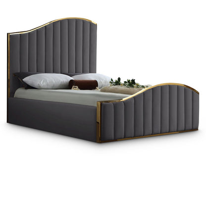 Jolie Grey Velvet Queen Bed