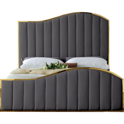 Jolie Grey Velvet Queen Bed
