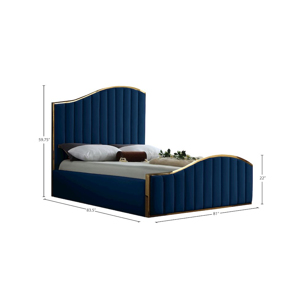 Jolie Navy Velvet King Bed