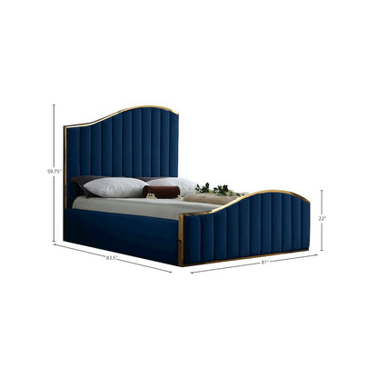 Jolie Navy Velvet King Bed