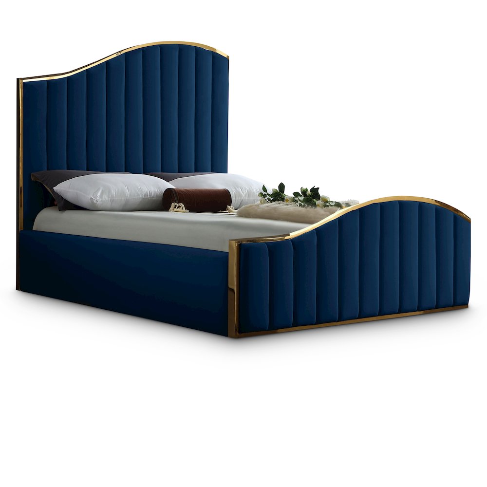 Jolie Navy Velvet King Bed
