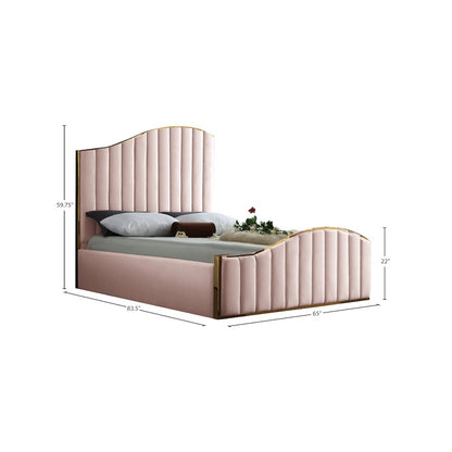 Jolie Pink Velvet Queen Bed