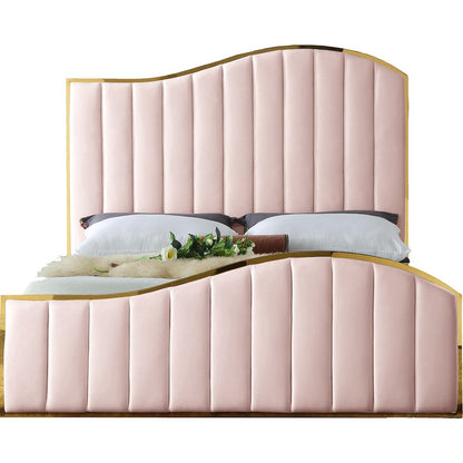 Jolie Pink Velvet Queen Bed