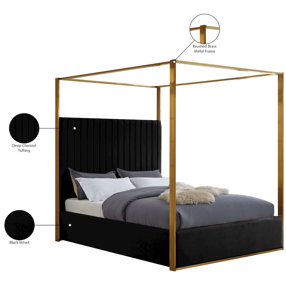 Jones Black Velvet King Bed