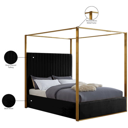 Jones Black Velvet King Bed