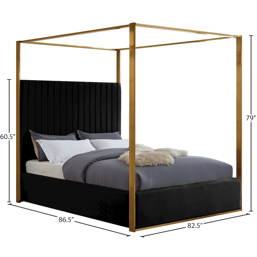 Jones Black Velvet King Bed