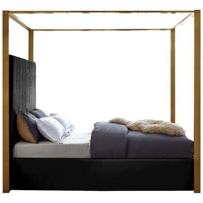 Jones Black Velvet King Bed