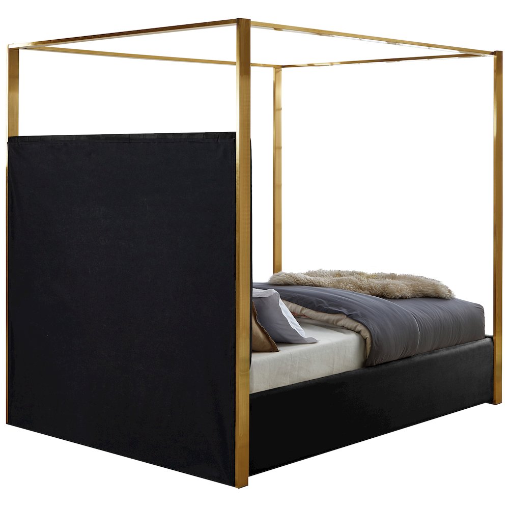 Jones Black Velvet King Bed