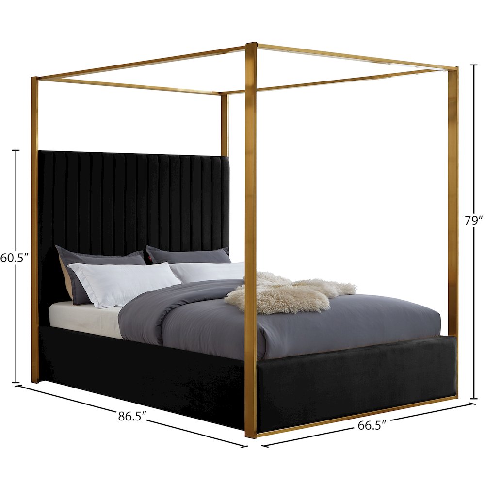 Jones Black Velvet Queen Bed