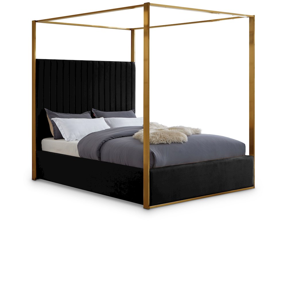 Jones Black Velvet Queen Bed