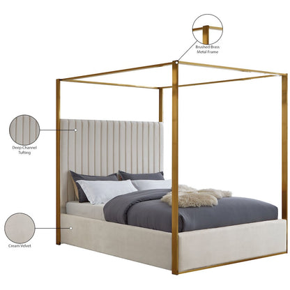 Jones Cream Velvet King Bed