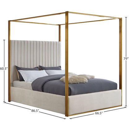 Jones Cream Velvet Queen Bed